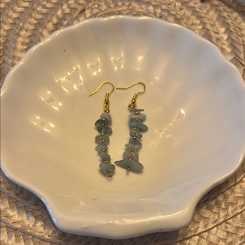 Chic Gold and Blue Stone Earrings